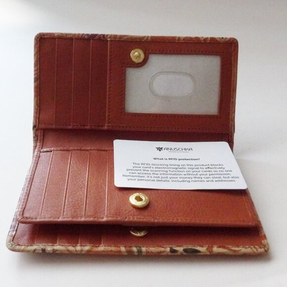 Anuschka Hand Tooled Leather Butterfly Designed Wallet with Box - Picture 7 of 9